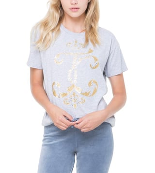 Juicy Couture Grey Interwoven JC High-Low Tee Juicy Couture Grey Interwoven JC High-Low Tee