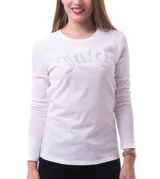 Juicy Couture White Gothic Crystals Classic Tee Juicy Couture White Gothic Crystals Classic Tee