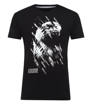Armani Exchange Black Graphic Print Crew Neck T-Shirts Armani Exchange Black Graphic Print Crew Neck T-Shirts