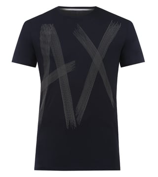 Armani Exchange Navy Printed Crew Neck T-Shirts Armani Exchange Navy Printed Crew Neck T-Shirts