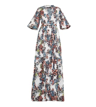 BCBG Maxazria White Abstract Print Maxi Carmen Dress BCBG Maxazria White Abstract Print Maxi Carmen Dress