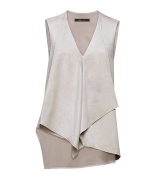 BCBG Maxazria Beige Abby Faux-Suede Top BCBG Maxazria Beige Abby Faux-Suede Top