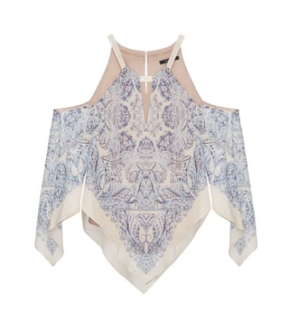 BCBG Maxazria Beige Jax Paisley Print Top BCBG Maxazria Beige Jax Paisley Print Top