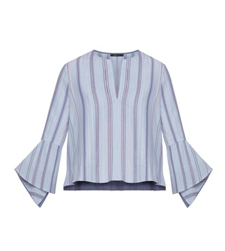 BCBG Maxazria Blue Teri Striped Top BCBG Maxazria Blue Teri Striped Top