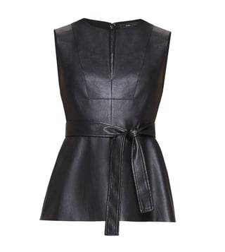 BCBG Maxazria Black Joslynn Faux-Leather Top BCBG Maxazria Black Joslynn Faux-Leather Top