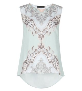 BCBG Maxazria Blue Adonia Floral Scarf Print Top BCBG Maxazria Blue Adonia Floral Scarf Print Top