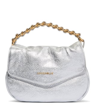 Coccinelle Silver Julie Mini Leather Clutch Coccinelle Silver Julie Mini Leather Clutch