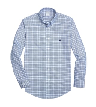Brooks Brothers Blue Non Iron Oxford Windowpane Sport Shirt Brooks Brothers Blue Non Iron Oxford Windowpane Sport Shirt