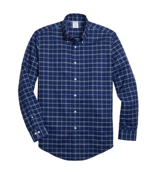 Brooks Brothers Navy Non Iron Oxford Yarn Dyed Sport Shirt Brooks Brothers Navy Non Iron Oxford Yarn Dyed Sport Shirt