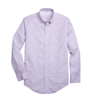 Brooks Brothers Purple Non Iron Oxford Gingham Sport Shirt Brooks Brothers Purple Non Iron Oxford Gingham Sport Shirt