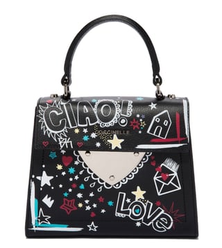 Coccinelle Noir B14 Graffiti Mini Leather Satchel Coccinelle Noir B14 Graffiti Mini Leather Satchel