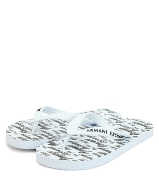Armani Exchange White Printed Flip Flops Armani Exchange White Printed Flip Flops