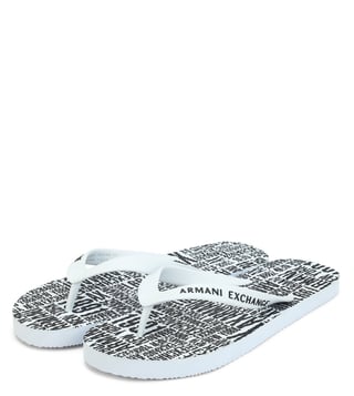 Armani Exchange White Typographic Print Flip Flops Armani Exchange White Typographic Print Flip Flops