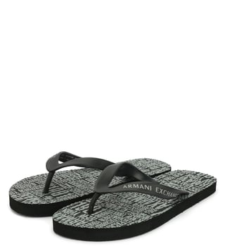 Armani Exchange Black Typographic Print Flip Flop Armani Exchange Black Typographic Print Flip Flop