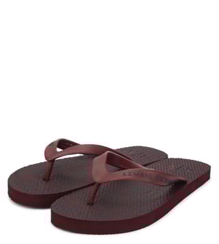 Armani Exchange Choco Truffle Typographic Print Flip Flops Armani Exchange Choco Truffle Typographic Print Flip Flops