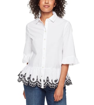 Kate Spade White Short Sleeves Cutwork Top Kate Spade White Short Sleeves Cutwork Top
