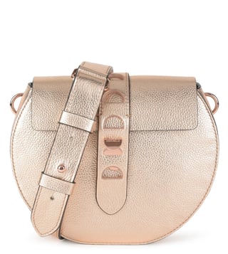 Coccinelle Rose Gold Textured Carousel Cross Body Bag Coccinelle Rose Gold Textured Carousel Cross Body Bag