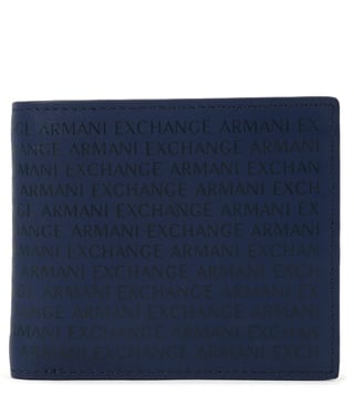 Armani Exchange Deep Blue Bifold Allover Logo Pocket Wallet Armani Exchange Deep Blue Bifold Allover Logo Pocket Wallet