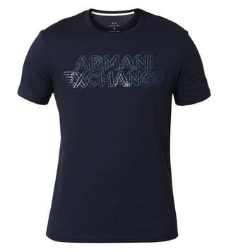 Armani Exchange Navy Classic Signature Slim Fit T-Shirt Armani Exchange Navy Classic Signature Slim Fit T-Shirt