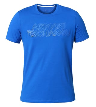 Armani Exchange Lapis Blue Classic Signature Slim Fit T-Shirt Armani Exchange Lapis Blue Classic Signature Slim Fit T-Shirt