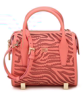 Cavalli Class Peach Audrey Small Leather Satchel Cavalli Class Peach Audrey Small Leather Satchel