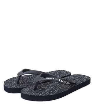 Armani Exchange Navy Geometric Print Flip Flops Armani Exchange Navy Geometric Print Flip Flops