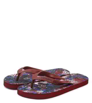 Armani Exchange Exotic Rhubarb Allover Printed Flip Flops Armani Exchange Exotic Rhubarb Allover Printed Flip Flops