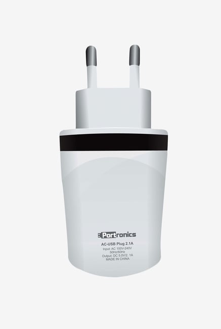 Portronics 2 Port POR 328 2.1A AC Charger White Portronics 2 Port POR 328 2.1A AC Charger White
