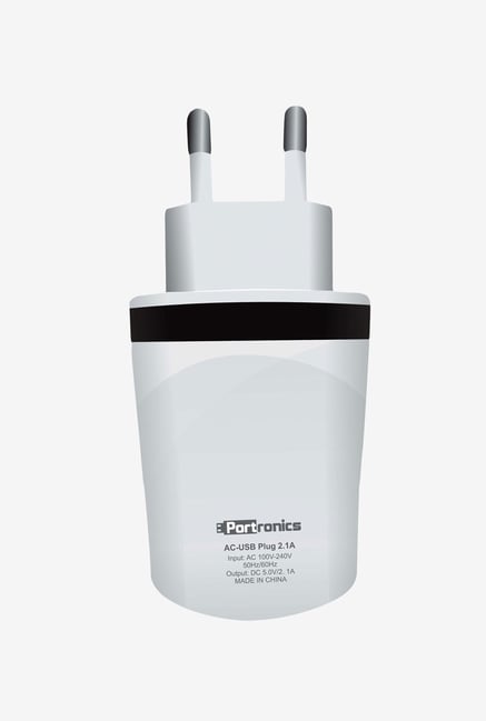 Portronics 2 Port POR 482 2.1A AC Charger White Portronics 2 Port POR 482 2.1A AC Charger White