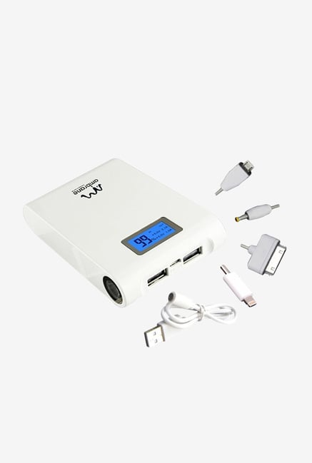 Ambrane 10400 mAh P-1000 Power Bank White Ambrane 10400 mAh P-1000 Power Bank White