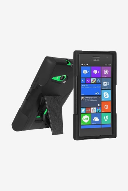 Amzer Dual Layer Hybrid KickStand Case Black for Lumia 735 Amzer Dual Layer Hybrid KickStand Case Black for Lumia 735