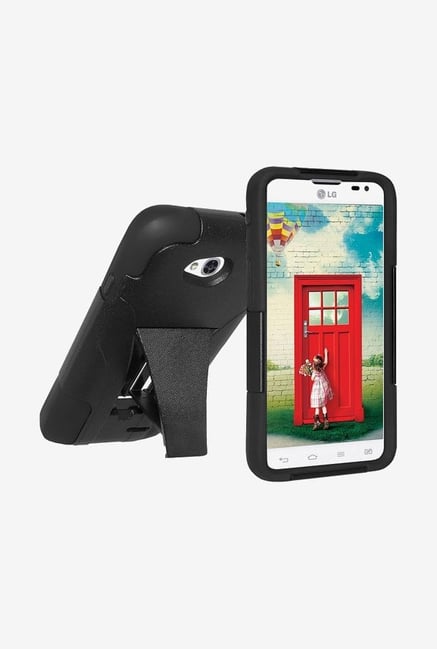 Amzer Dual Layer Hybrid KickStand Case Black for LG L70 Amzer Dual Layer Hybrid KickStand Case Black for LG L70