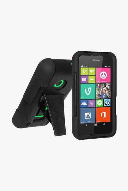 Amzer Dual Layer Hybrid KickStand Case Black for Lumia 530 Amzer Dual Layer Hybrid KickStand Case Black for Lumia 530
