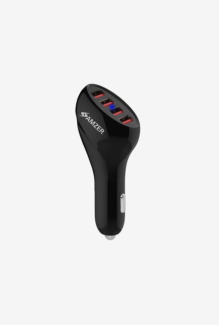 Amzer 10A / 50W 4-Port USB Car Charger Black Amzer 10A / 50W 4-Port USB Car Charger Black