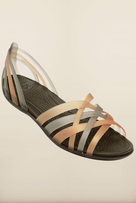 Crocs Huarache Bronze & Espresso Cross Strap Sandals Crocs Huarache Bronze & Espresso Cross Strap Sandals