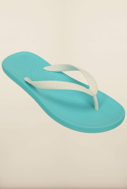 Crocs Chawaii White & Pool Flip Flops Crocs Chawaii White & Pool Flip Flops