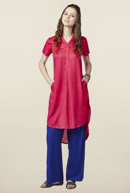 Global Desi Hot Pink High Low Tunic Global Desi Hot Pink High Low Tunic