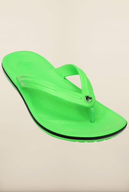 Crocs Neon Green & Black Flip Flops Crocs Neon Green & Black Flip Flops
