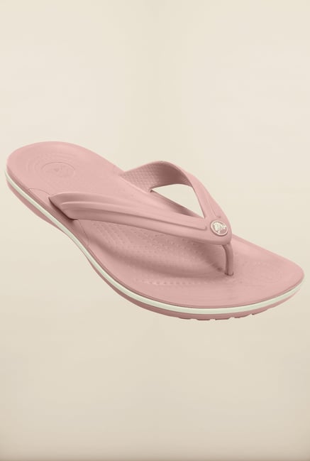 Crocs Pearl Pink & White Flip Flops Crocs Pearl Pink & White Flip Flops