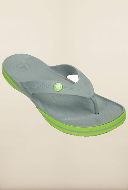 Crocs Concrete & Volt Green Flip Flops Crocs Concrete & Volt Green Flip Flops