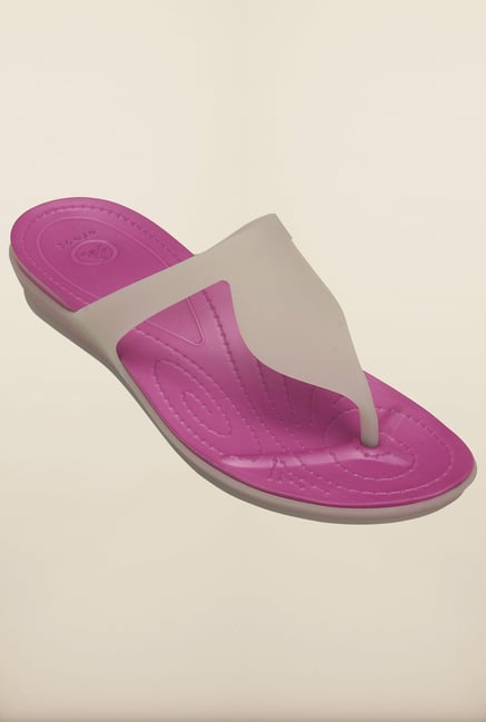 Crocs Platinum & Wild Orchid Flip Flops Crocs Platinum & Wild Orchid Flip Flops
