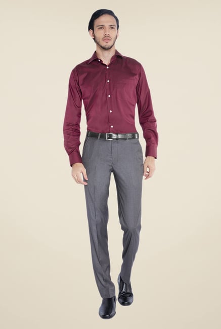 Raymond Maroon Solid Shirt Raymond Maroon Solid Shirt