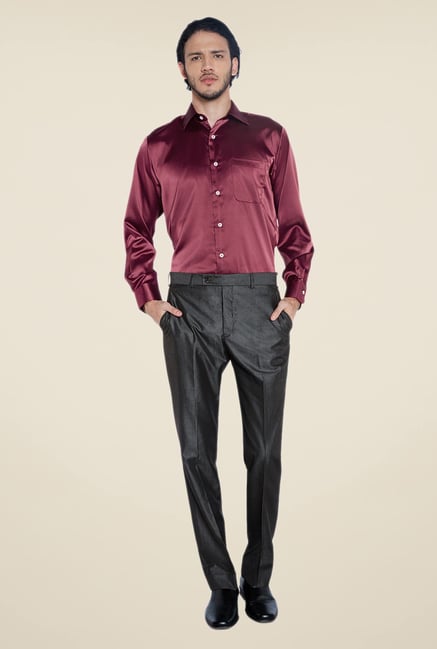 Raymond Maroon Solid Shirt Raymond Maroon Solid Shirt