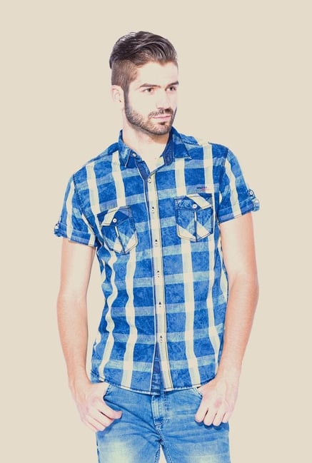 Mufti Blue & Yellow Checked Shirt Mufti Blue & Yellow Checked Shirt