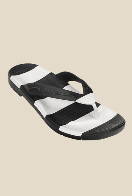 Crocs Beach Line Black & White Flip Flops Crocs Beach Line Black & White Flip Flops