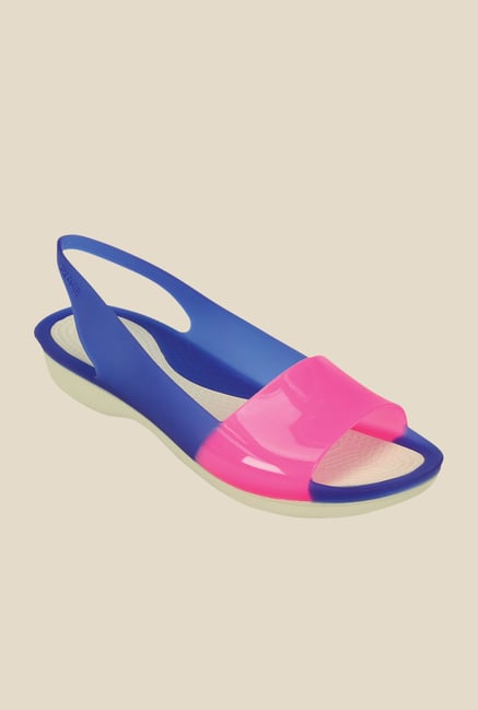 Crocs Color Block Cerulean Blue & Pink Sandals Crocs Color Block Cerulean Blue & Pink Sandals