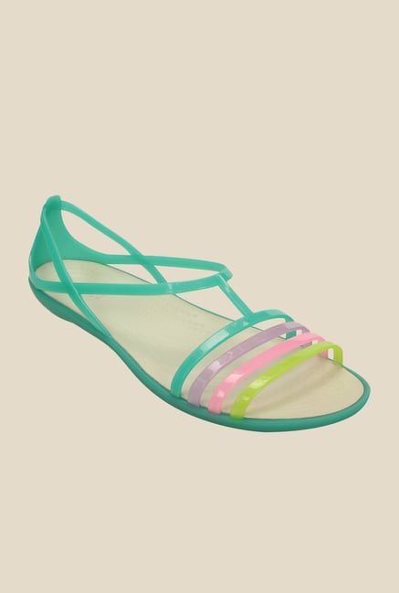 Crocs Isabella Island Green Slide Sandals Crocs Isabella Island Green Slide Sandals
