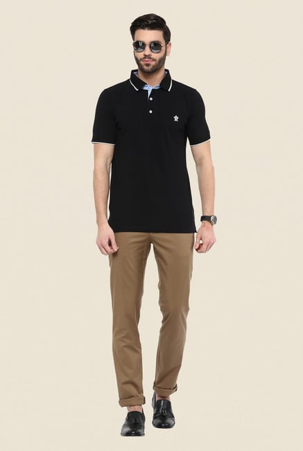 Turtle Black Solid Polo T Shirt Turtle Black Solid Polo T Shirt