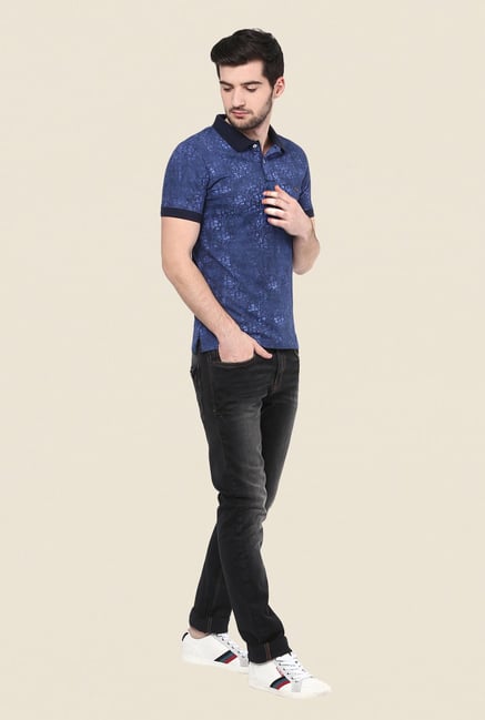 Turtle Dark Blue Printed Polo T Shirt Turtle Dark Blue Printed Polo T Shirt
