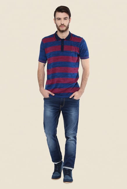 Turtle Blue & Red Striped Polo T Shirt Turtle Blue & Red Striped Polo T Shirt